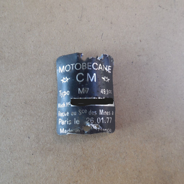 plaque d identification motobecane  M 7
