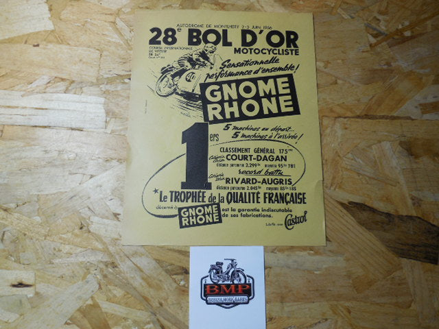 ancienne affiche  publicitaire BOL D'OR  1956