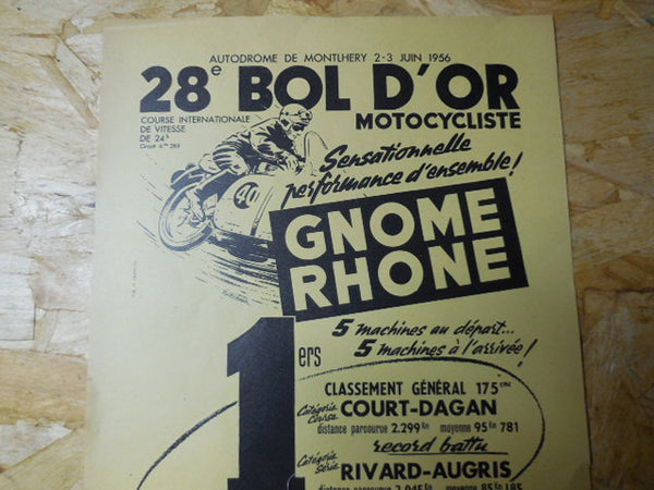 ancienne affiche  publicitaire BOL D'OR  1956