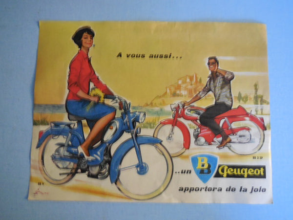 ancienne affiche publicitaire  BB  Peugeot