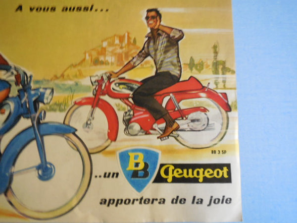 ancienne affiche publicitaire  BB  Peugeot