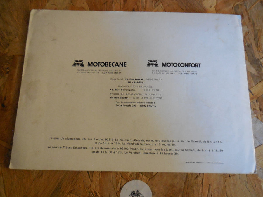 notice  de réparation  freins  Motobécane