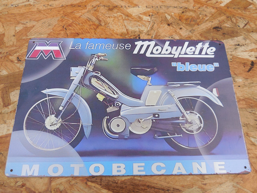 plaque publicitaire motobécane  la BLEUE